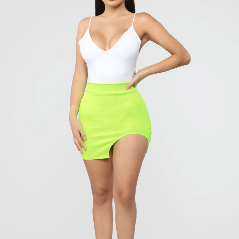 Lime green mini skirt